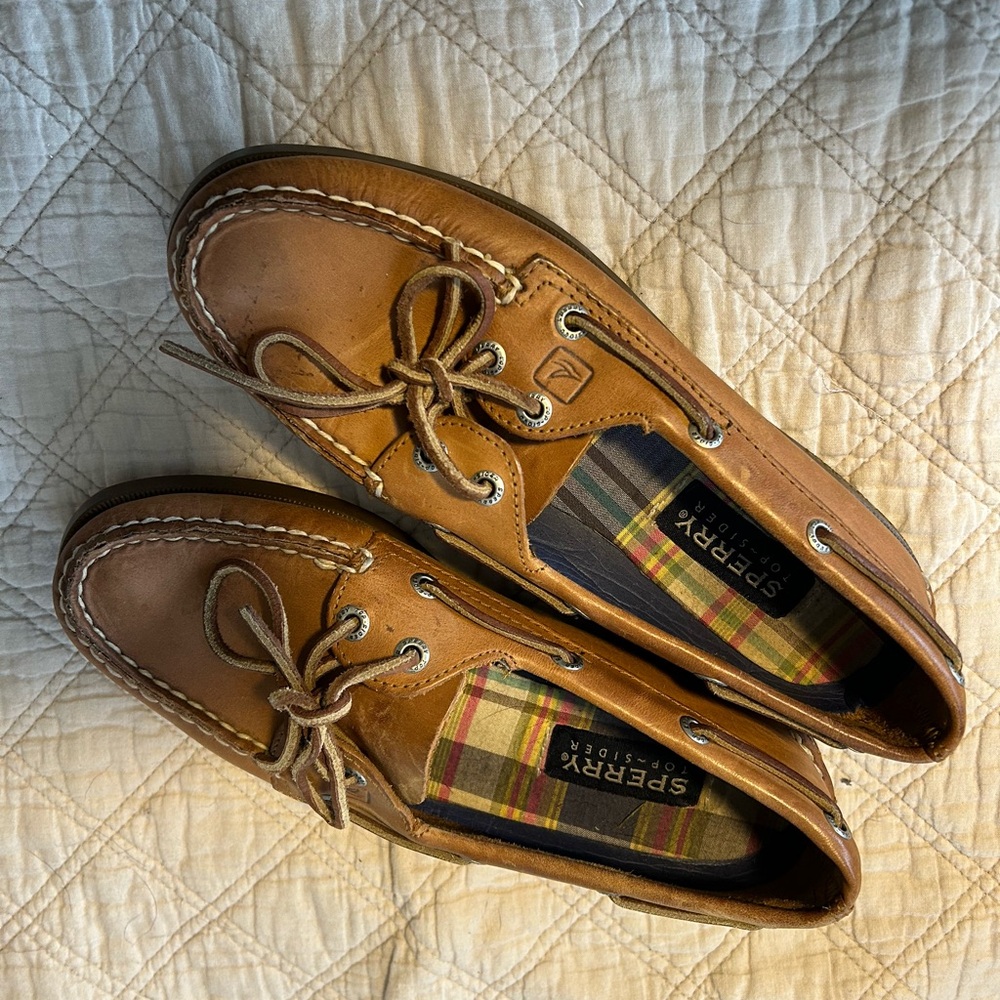 Sperry Tan Leather Boat Shoes for Men